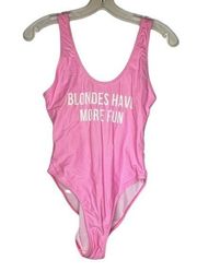 Missguided "Blondes Have More Fun" One Piece Bathing Suit