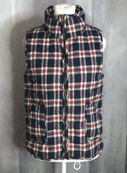 Staccato Full Zip Red & Blue Plaid Puffer Vest - Size S