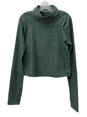 PrAna Zandra Cropped Funnel Neck Performance Top Heather Green Size XL NWT