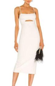 Revolve White Cutout Midi Dress Size SMALL Cocktail Slit H:ours Enzo Bodycon NEW