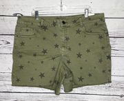 Maurices NWT Size 20W Army Green Star Print 6” Raw Hem Vintage High Rise Shorts