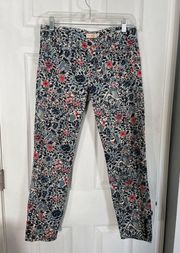 Tory Burch Emmy Blue Lake Floral Butterfly Ankle Skinny Denim Pants Jeans 28