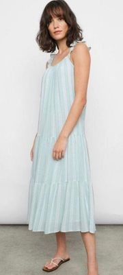 Dress S NWT Juniper Mint Striped Capri Sleeveless Tiered Linen