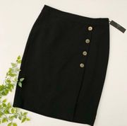 Brand New - Tahari Skirt Black Gold Buttons- sz 12