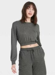 Colsie Cropped Lounge Top Dark Gray