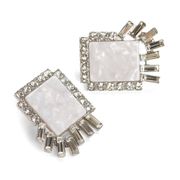 Rectangle Stud Earrings Mother Of Pearl Art Deco Opalescent Posts