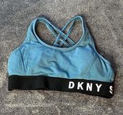 DKNY Blue / Black sports‎ bra with cross back ( M )
