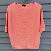 NY size S Peach/Coral Oversized Ribbed Short Sleeve Sweater