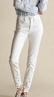 Polo Ralph Lauren Tompkins Skinny High Rise Ankle Jeans, White, Flowers, size 28