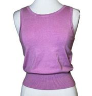 Tibi sleeveless Scoop Neck Lightweight Silk Blend Sweater Tank Barbiecore Pink