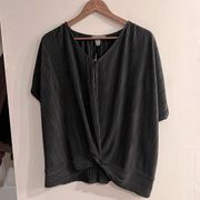 PRIMARK Women’s Black Textured Short Sleeve Flowy Twist Front Top Plus Size 2X