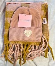 NWOT  Hat and Scarf Gift Set Pink and Yellow
