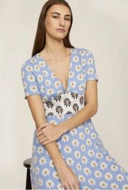 Anthropologie Hutch Large ModCloth Daisy Dress Rainey Blue White Yellow Midi