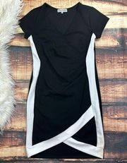 Black and White Contour Ruched Bodycon Dress