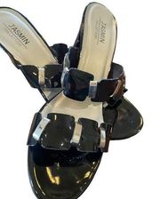 Women’s  Jasmine Collection  Black with Silver Accents Sandals Size 11 M