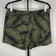 Ann Taylor Olive Green Black Devin City Tropical Palm Flat Front Shorts