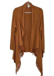 ColdWater Creek Brown/Tan Open-front Fringe
Cardigan(Size Medium)