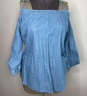 NWT Seven Sisters Bare Shoulder Jean Blouse Size Small