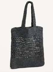 Old Navy Black Straw Bag NWT