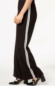 NWT  Black Wide Leg Pants Double White Stripe Medium