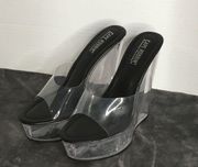 Womens Cape Robbin Heels Black Size 10 Clear Strap Clear Platform Is Clear