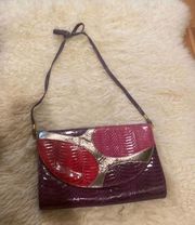 Vintage Valerie Stevens Faux Leather Crossbody Bag Textured 1970’s Multi-color