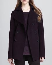 Vince Double Breasted Wool Blend Pea Coat Mulberry XS