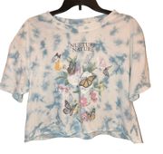 Nurture Nature Tie Dye Butterfly Crop Top Blue White XL