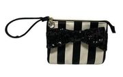 Betsy Johnson Black White Stripe Sequins Wristlet