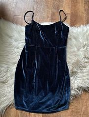 NBD Nightfall Brook Strappy Blue Velvet Dress