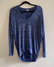 Marled Blue Space Dye V-Neck Long Sleeve Top Size XS
