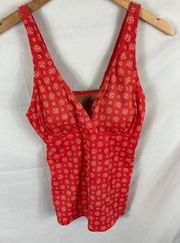 LL Bean Patterned Coral Pink Tankini Size 10