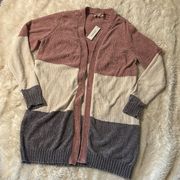 NWT Francescas Chenille Colorblock Long Cardigan Size XL