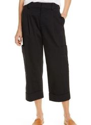 VINCE. Crop Cotton Utility Cuffed Cargo Pant Black 0