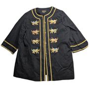 Vtg 1990s Bob Mackie Wearable Art Elephant Embroidered 3/4 Slv Blazer Jacket L