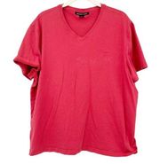 Michael Kors Womens V-Neck Cotton Pullover Short Sleeve T-Shirt Top Size L