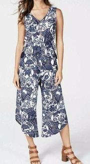 Style & Co Small Cropped Jumpsuit Floral Sleeveless V-Neck Stretch Elastic Waist