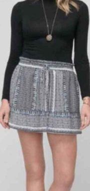 NWT Greylin Keeley Printed Smocked Tie Mini Skirt Womens Medium Gray