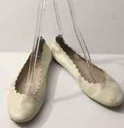 Chloe Lauren Scalloped Flats Size 40 Off White