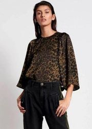 ONE TEASPOON Khaki Angel Top in Leopard Sz Sm‎ NWT