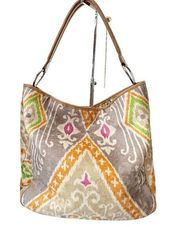 Glenda Gies Large Tangerine Lime Ikat Hobo Bag