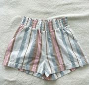 Woven High Waisted Paper Bag Shorts