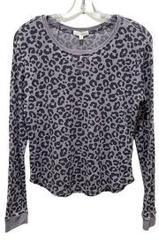 Ultra flirt Leopard Print Thermal Long Sleeve Top Grey Size XL New