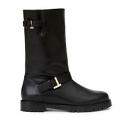 lafayette 148 jordan buckle leather mid calf riding boots in black