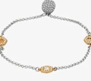 NIB Swarovski Two Tone Rose Gold W Silver  Strand Hexa Bracelet