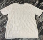 White cable knit short sleeve sweater Alfred Dunner