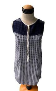 Ace & Jig Sleeveless Gauze Tunic Dress Blue Tribal Print pockets M