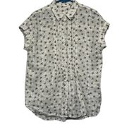 Women's JANE + DELANCEY Bees Button Blouse Shirt Anthropologie Size Large EUC