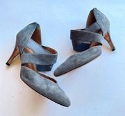 Corso Como Gray Suede Mary Jane 3" Heel Pumps Womens Size 9M Back Zip