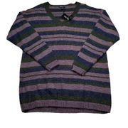 Dolls Kill Current Mood Purple Blue Green Striped Sweater Size Small Medium